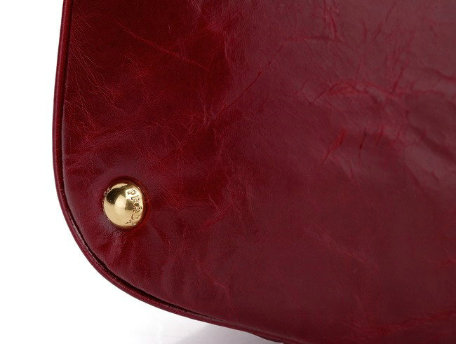 2014 Prada bright Leather Tote Bag for sale BN2533 dark red